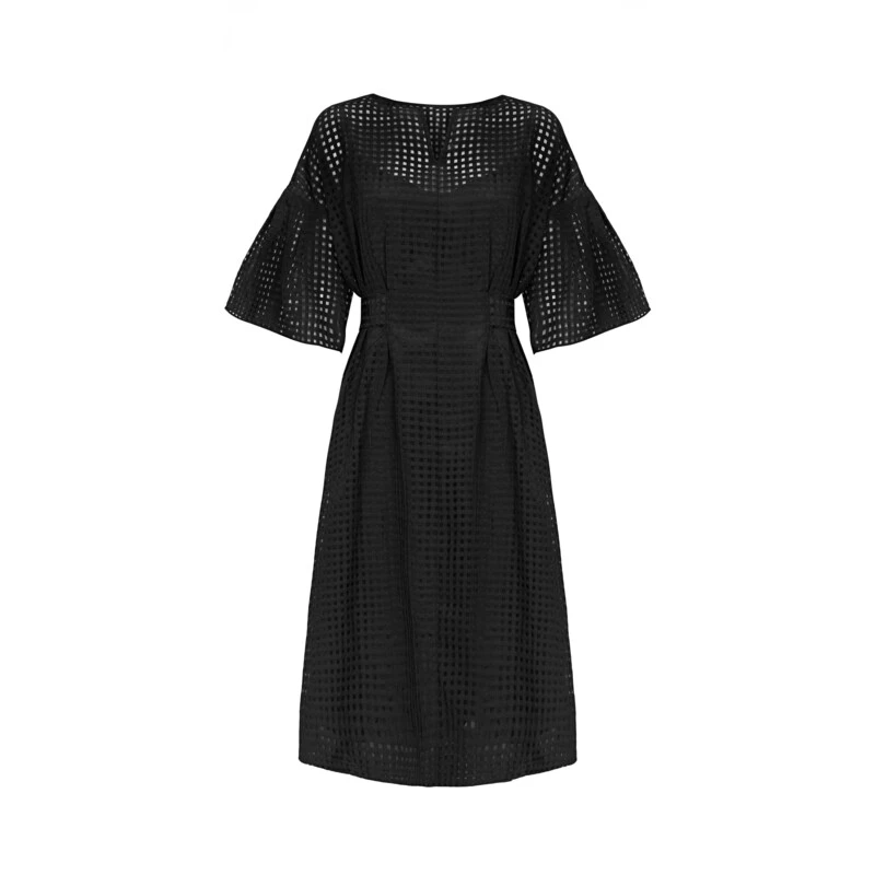 S·DEER圣迪奥夏季显瘦百搭小黑裙法式时尚女装连衣裙S232Z12FS