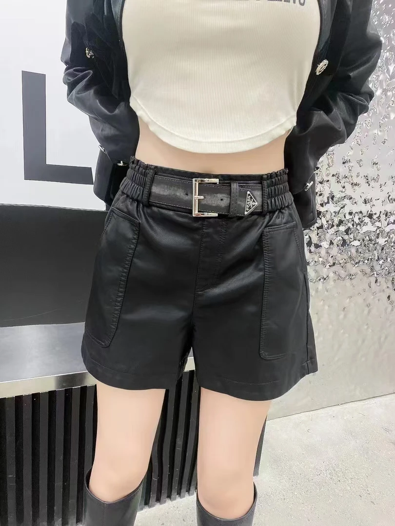 秋阔腿冬季短裤宽松高腰女A字百搭靴裤显瘦外穿皮裤