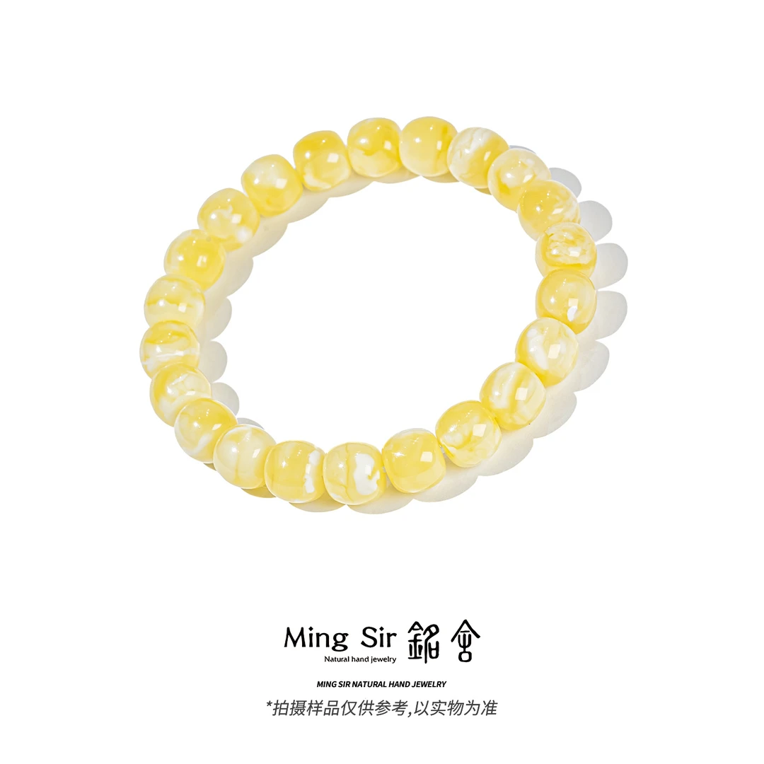 【铭舍 云端·妖花高】蜜蜡精工极限弧老型单圈手串珠宝