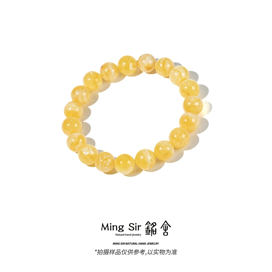 【铭舍 初见·妖·妖花高半盆微瑕】天然俄料蜜蜡圆珠单圈手串