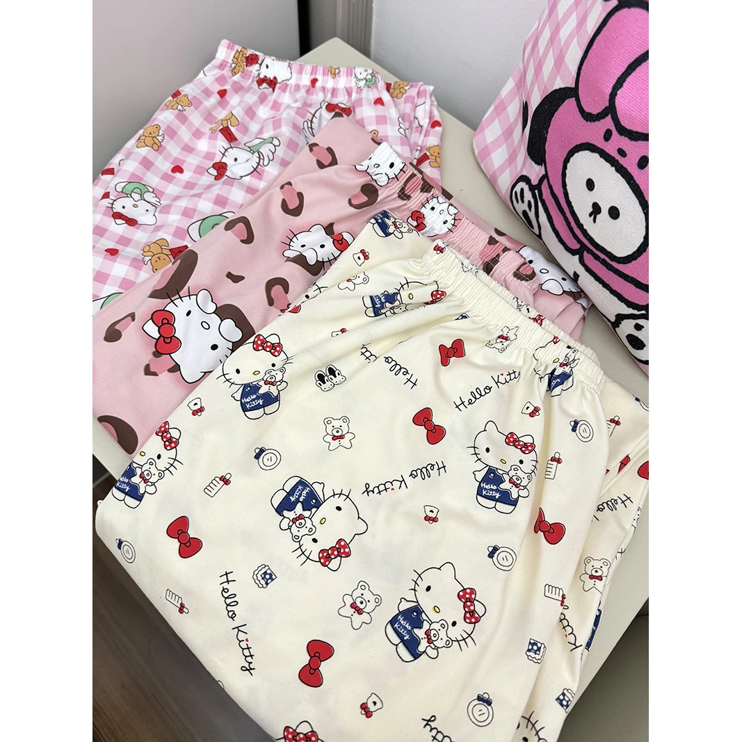 遛弯睡裤女春秋卡通防蚊裤韩版宽松休闲睡裤女夏季学生空调长裤