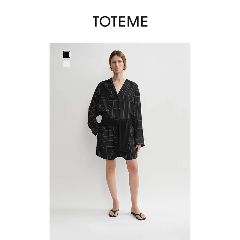 TOTEME女装桑蚕丝字母标识刺绣宽松短裤