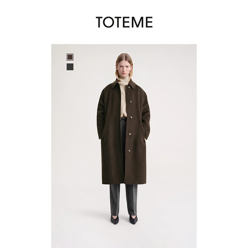 TOTEME女装简约质感双面中长款羊毛大衣外套