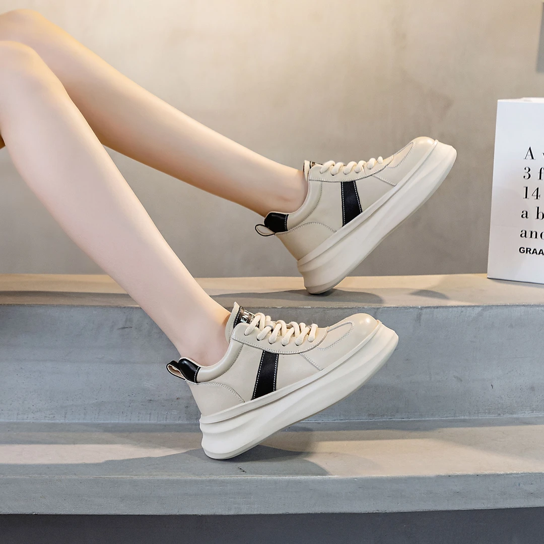 秋冬新款头层牛皮韩版小白鞋女时尚运动休闲板鞋平底百搭潮鞋女