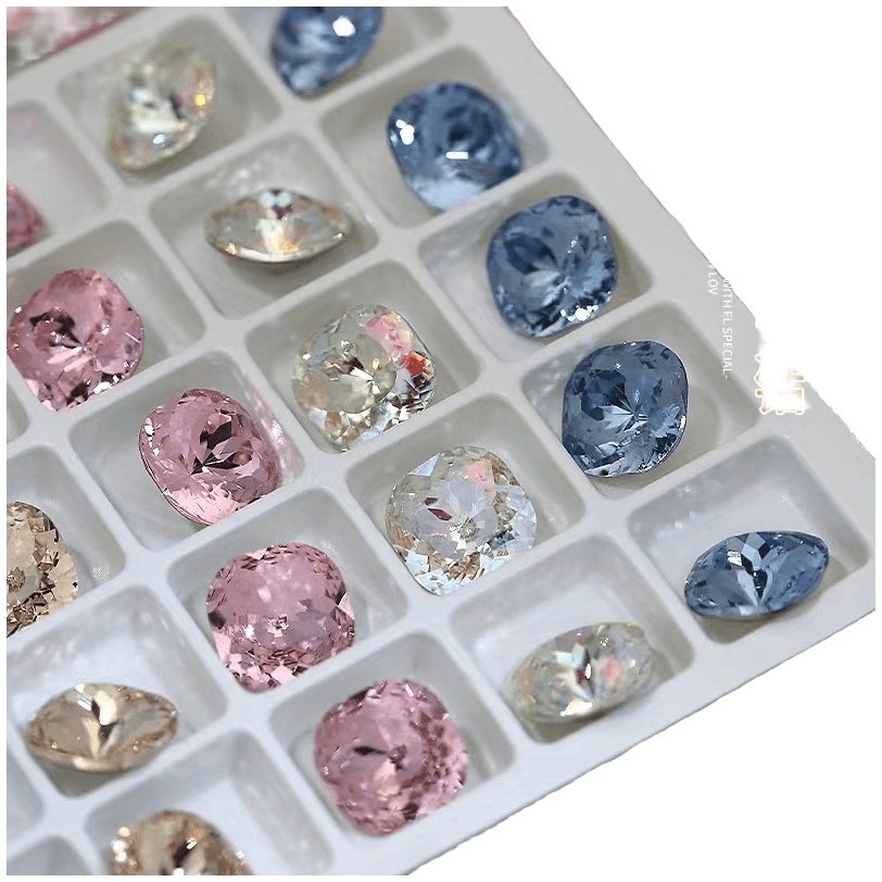 12.4 1-50 高品质彩色超闪透白尖底美甲水蓝色粉色冰透爆闪镭射