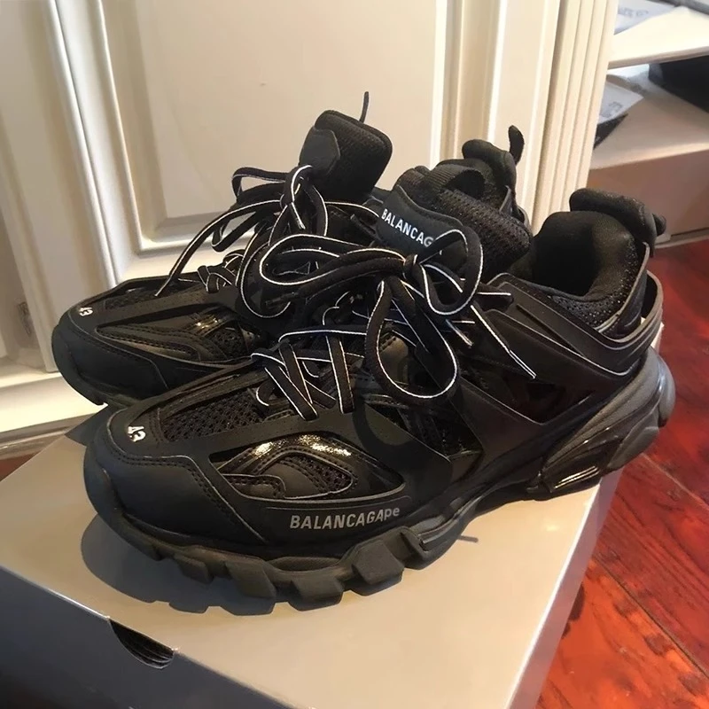 黑色三代老爹鞋厚底2025新款男女运动巴黎科技感小众时尚休闲鞋子