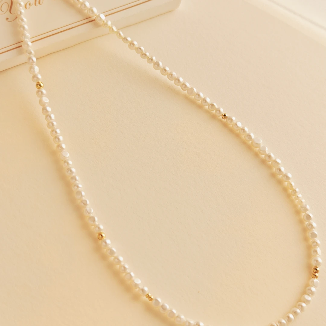 链子925银 【少女无畏】温柔气质贝珠项链女轻奢复古锁骨链秋冬