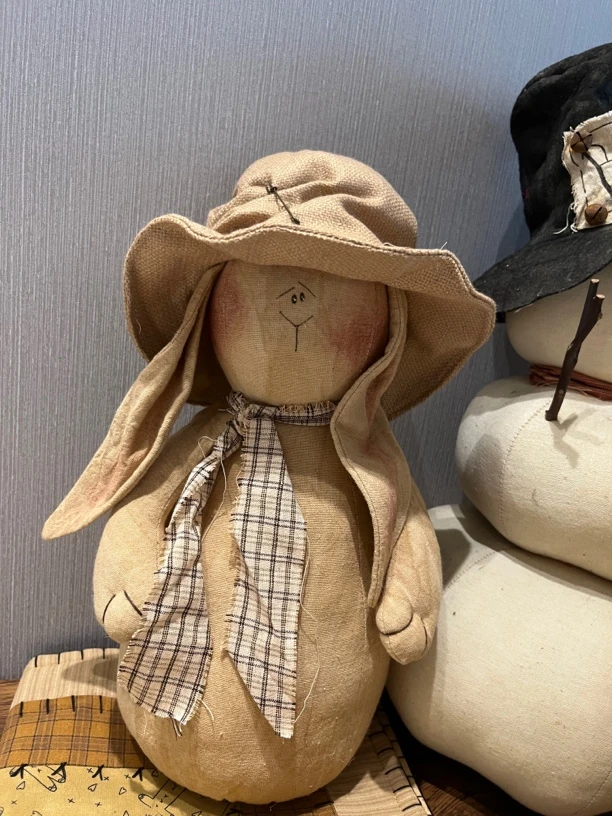 中古外贸雪人兔子honey雪人兔子戴帽子玩偶vintage孤品不含雪人盒