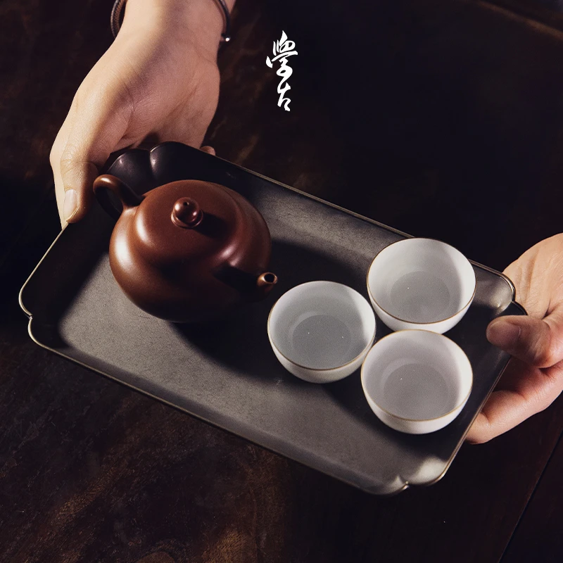 学古|倭口锡托盘 中式复古手工锡制托盘果盘干泡盘壶托壶承