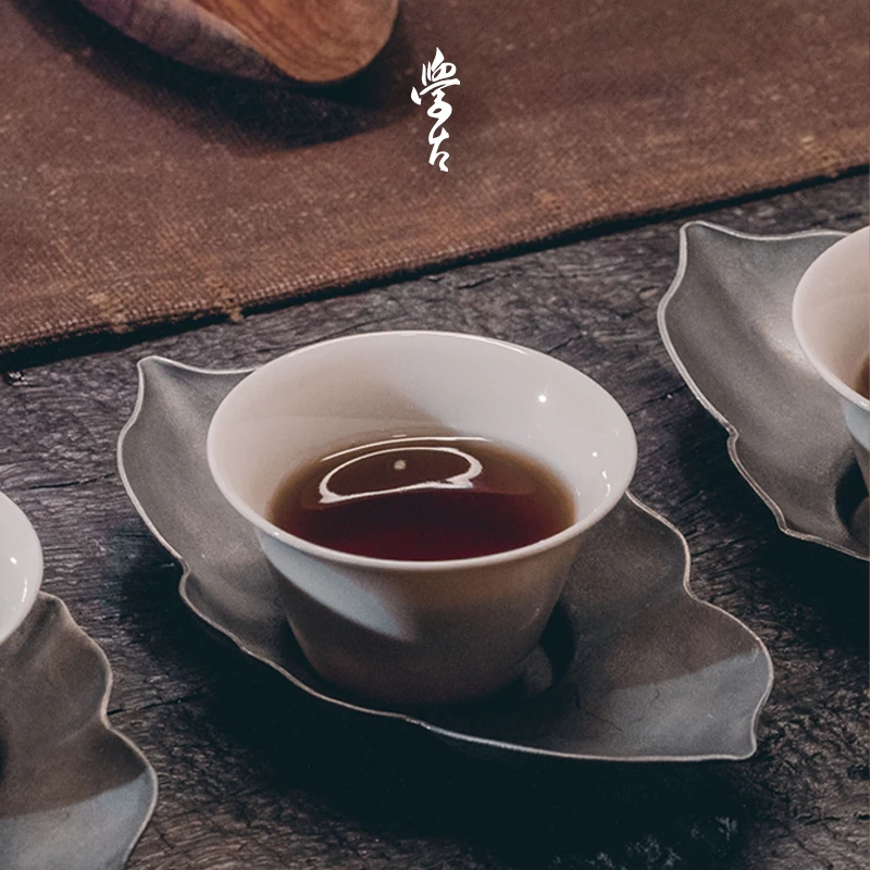 学古|马蹄杯 手工仿明代象牙黄景德镇黄釉瓷品茗杯 6只礼盒60ml
