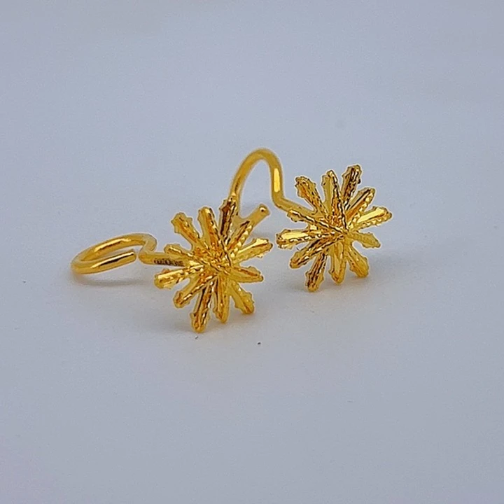 足金999 黄金弯针小清新雪花耳钉 5G工艺 1.48 10181723