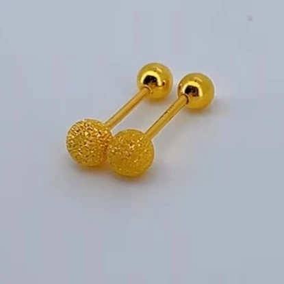 足金999 黄金磨砂珠螺丝耳钉 5G工艺 1.36 10001918