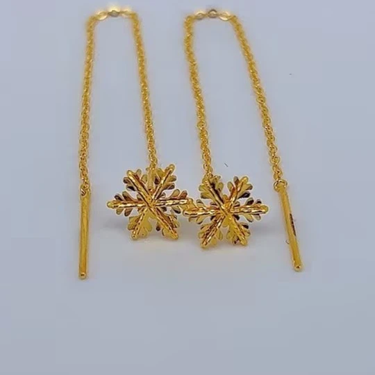 足金999 黄金直针雪花耳线 5G工艺 1.43 01081755