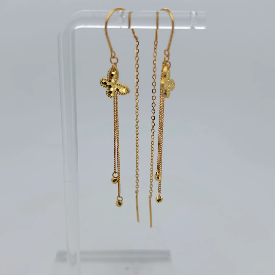 足金999 黄金U型龙鳞蝴蝶流苏金耳线 3.88 2418001311