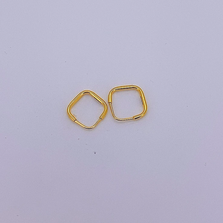 足金999 黄金卡12方形金耳圈 5G 1.02