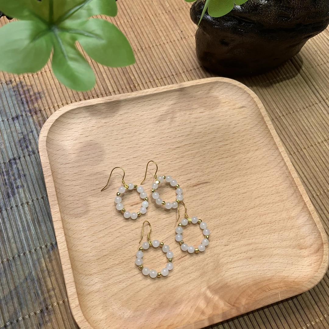 天然和田玉耳饰一对-多样性发其一-301095