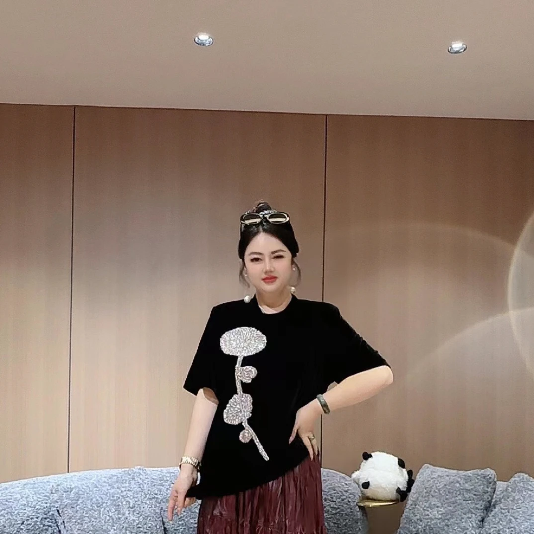 臭朵朵家小众设计洋气百搭显瘦重工上衣（不可机洗）黑色