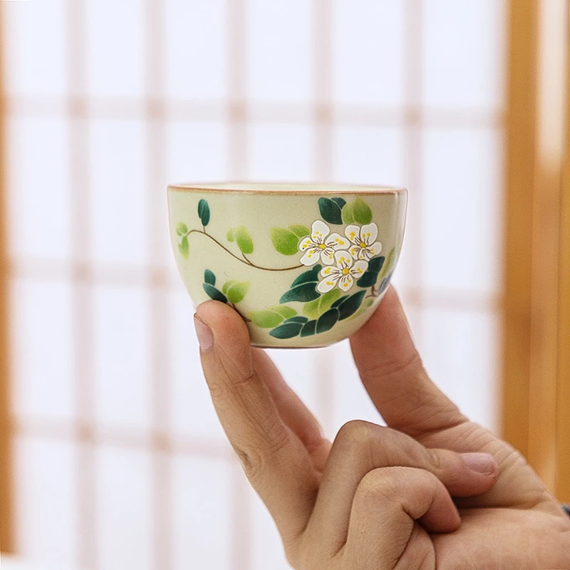 岑汝山茶花圆底小客杯40毫升