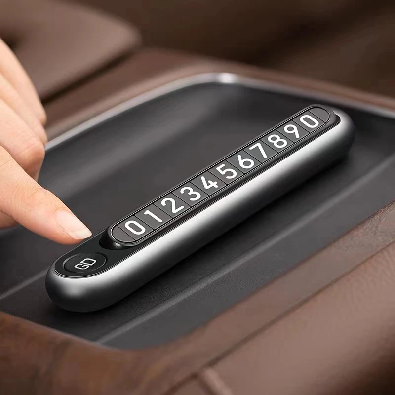 热销新款车内高档挪车牌号码牌可隐藏金属停车牌双号临时停车牌