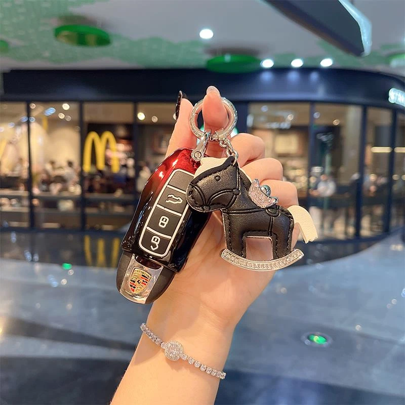 适用于保时捷macan帕拉梅拉718卡宴911Taycan钥匙壳包套扣插入式