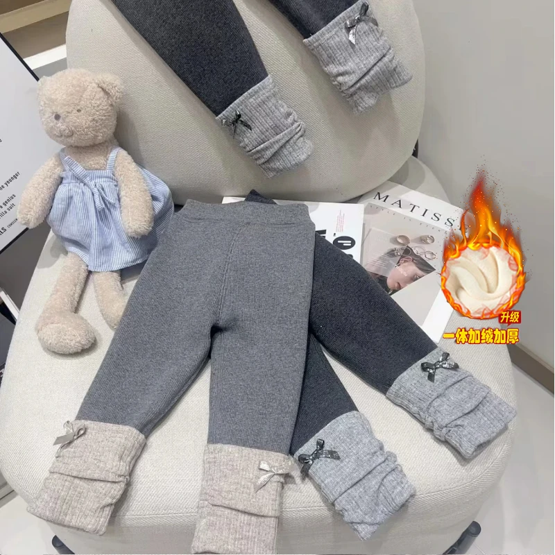 女童加绒打底裤百搭2024秋冬季宝宝弹力加厚保暖时尚长裤新款儿童