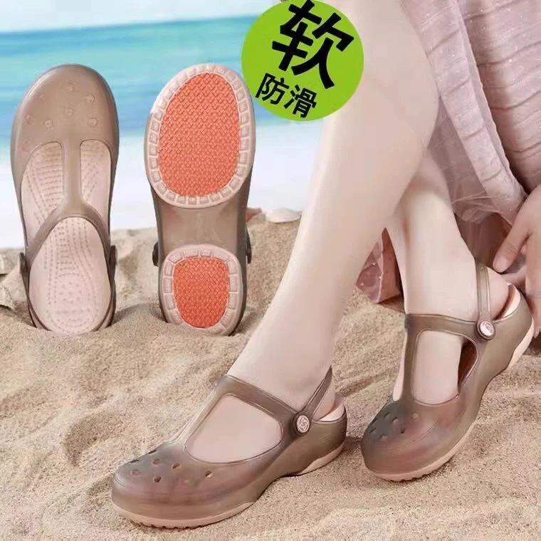 veblen洞洞鞋女夏季外穿2024新款防滑厚底果冻包头凉鞋透气沙滩鞋