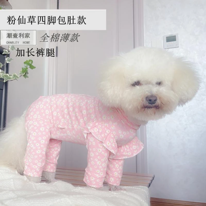 潮查利家宠物泰迪比熊网红中小型犬狗猫咪春秋薄款包肚子四脚飞袖