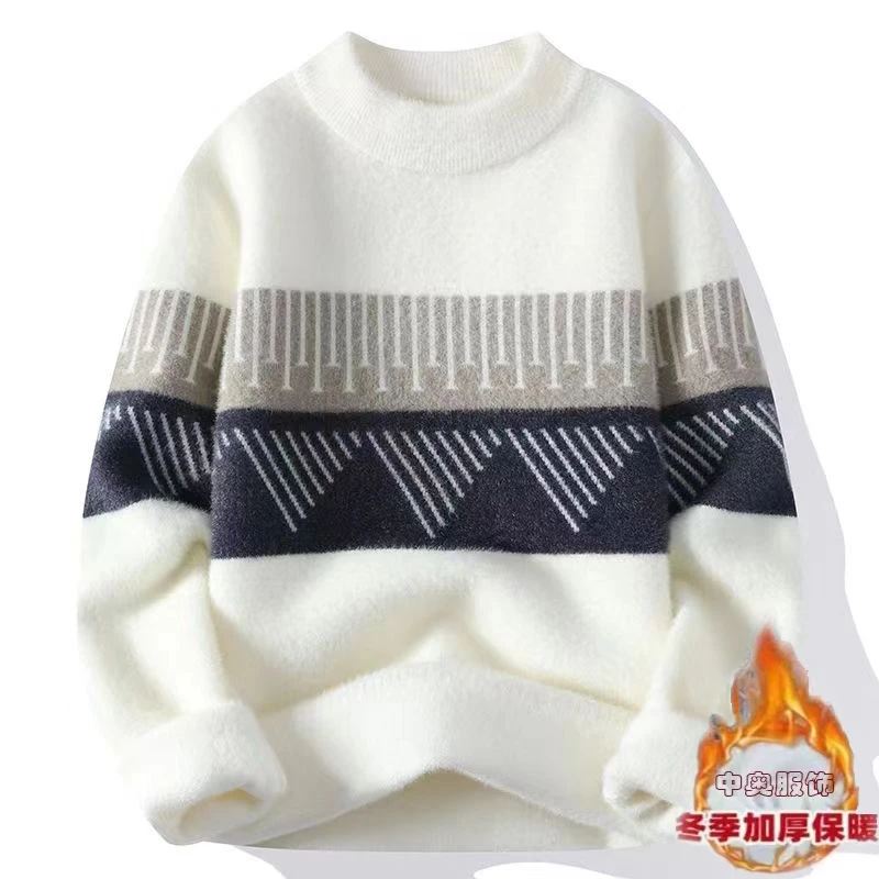 秋冬季男士毛衣男孩学生青少年韩版潮流加厚保暖针织衫半高领毛衣