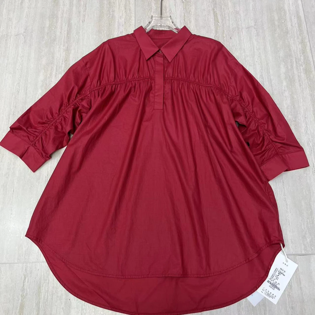 秋季新款穿着舒适遮肚显瘦宽松女士圆领中长款上衣67060