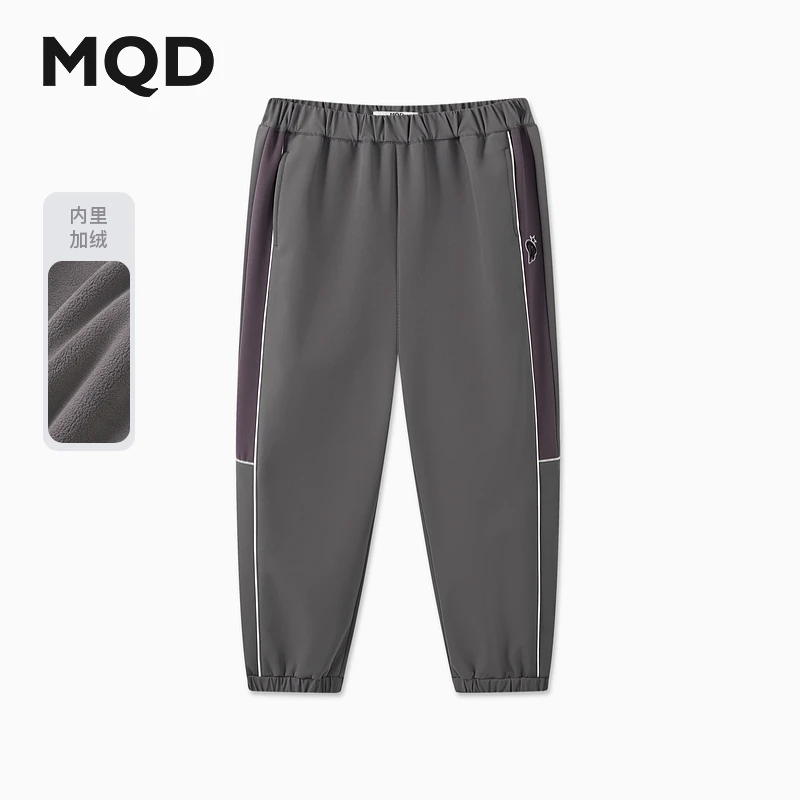 MQD童装儿童冬季新品潮酷学院风加绒保暖百搭休闲裤9644W1530