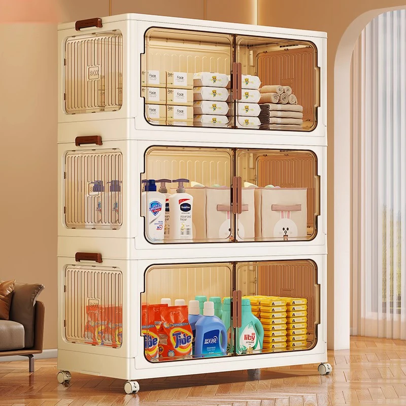 收纳储物柜家用大容量置物柜客厅玩具衣柜收纳箱透明双开门整理箱