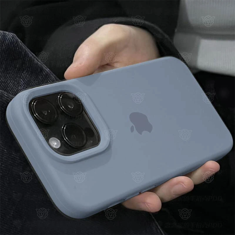 ins兰灰液态硅胶手机壳适用于iphone15promax大孔14/13/12/11防摔