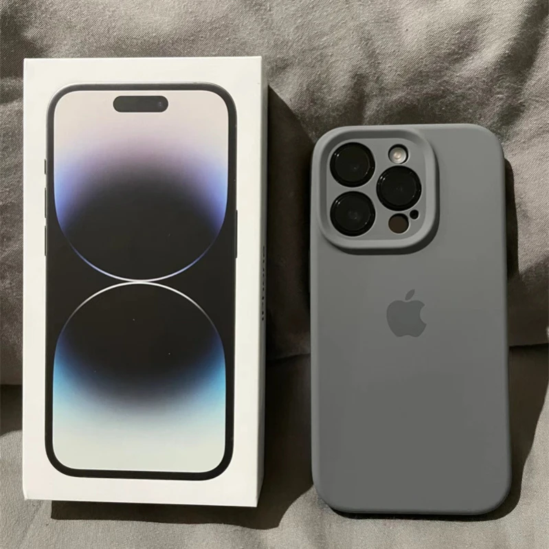 碳灰色适用于苹果14promax手机壳液态硅胶iPhone13全包防摔12/i11