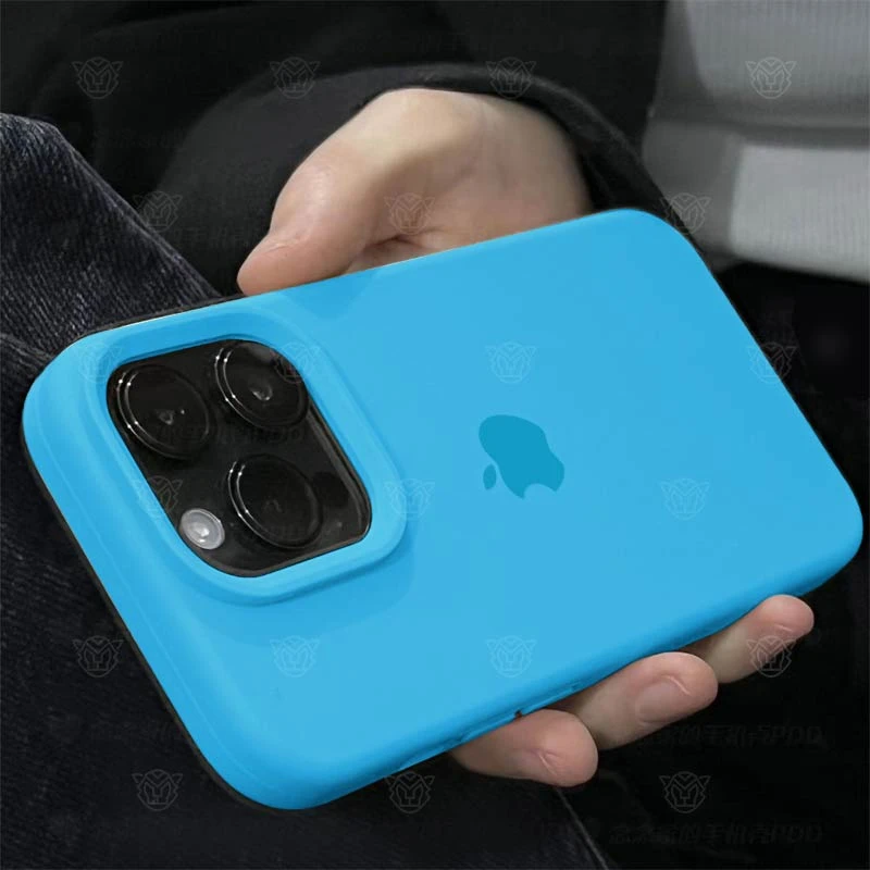 ins蓝色液态硅胶手机壳适用于iphone15promax苹果14/13/12/11防摔