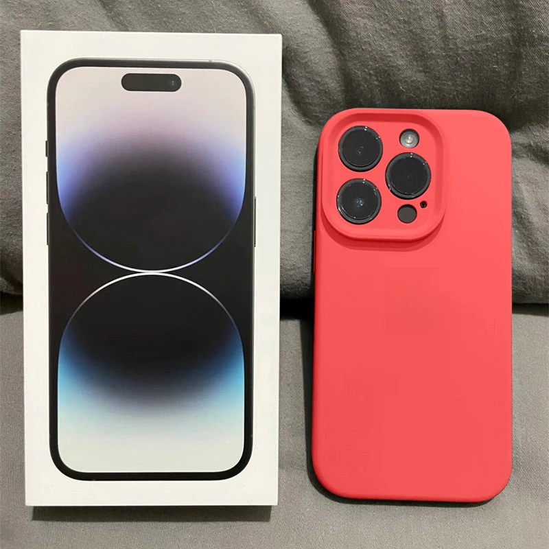 ins粉橘色液态硅胶适用于iPhone15promax手机壳苹果14Pro防摔保护
