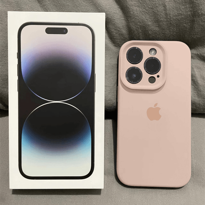 ins砂粉色液态硅胶精孔iPhone15promax手机壳苹果14Pro防摔情侣壳