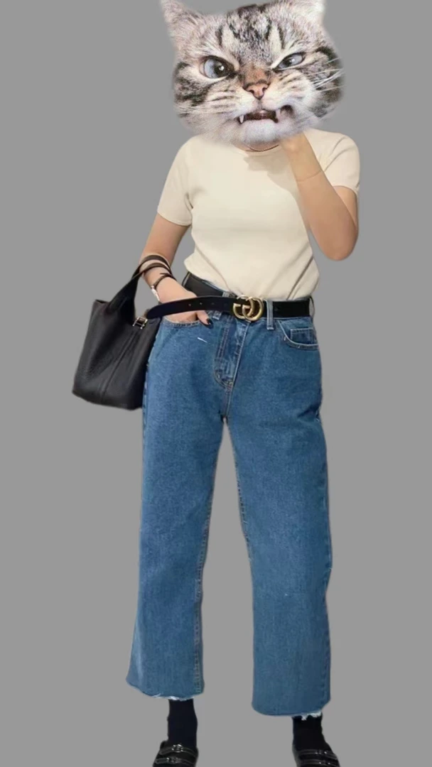 丁达尔穿搭韩版春秋时尚牛仔裤