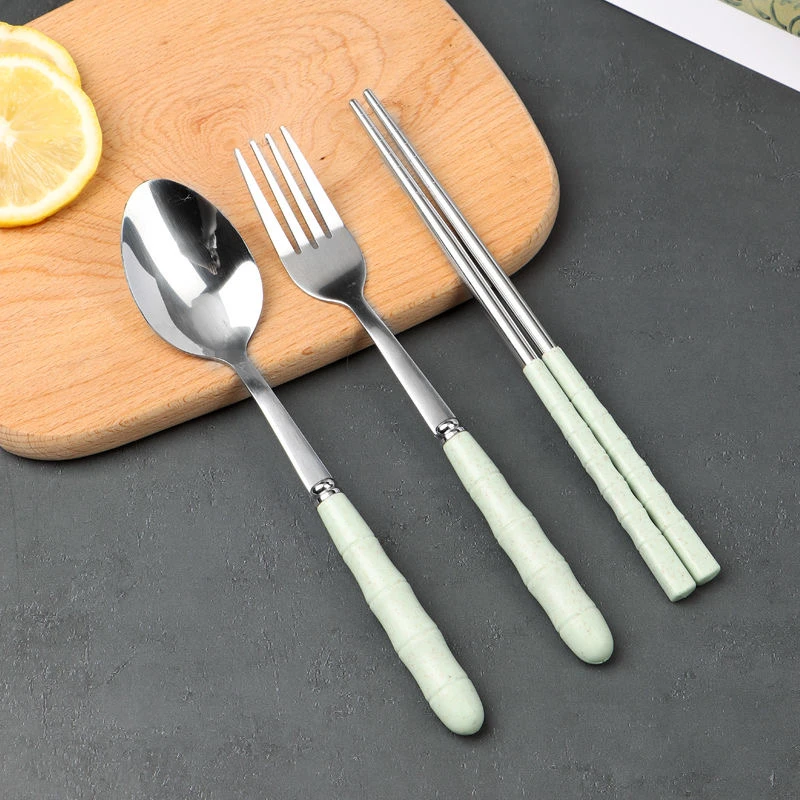 便携式不锈钢家用勺子筷子盒学生筷勺单人餐具盒创意餐具套装单人