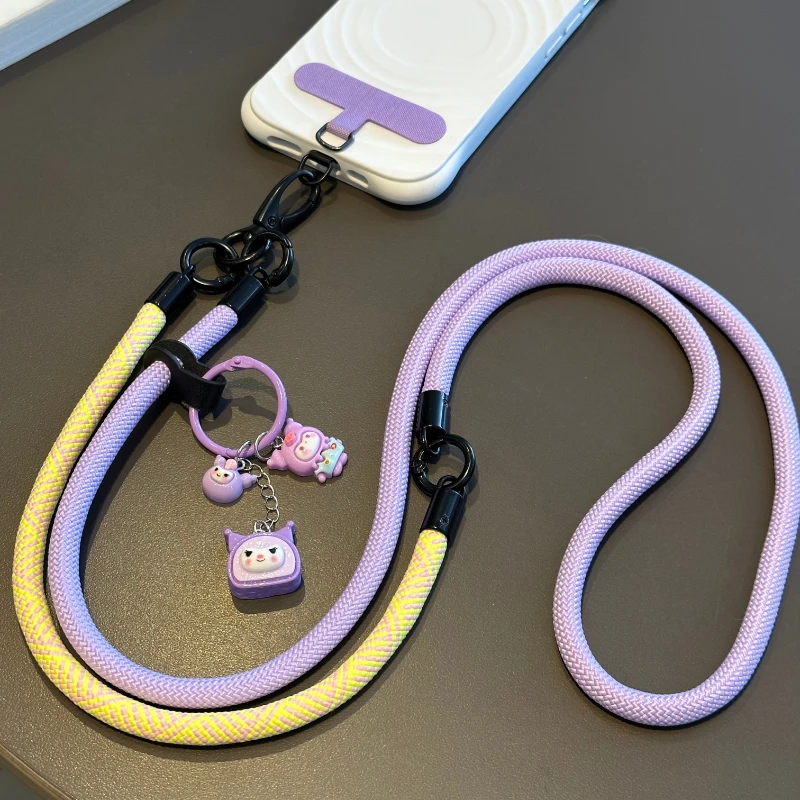 粉紫系三丽鸥手机挂绳多功能双环扣卡通挂脖手绳户外防丢肩背挂链