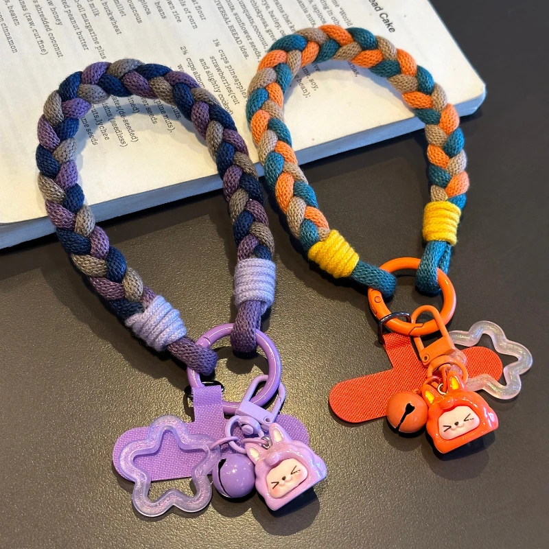网红kiti卡通挂件手机壳挂绳手提腕带编织棉绳钥匙包包耳机套挂链