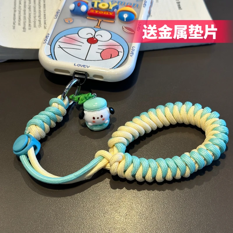 创意帕恰狗编织手机挂绳手腕撞色卡通相机挂件户外防丢安全绳高档