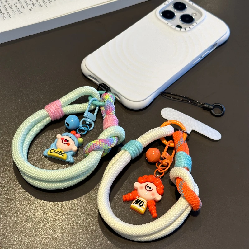 卡通小丑女孩手机壳挂绳挂件手腕带双股撞色结实防丢手提挂饰挂链