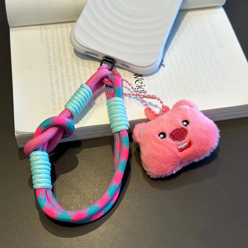 毛绒小海狸手机挂绳手腕短款牢固书包钥匙扣挂饰结实防丢神器挂链