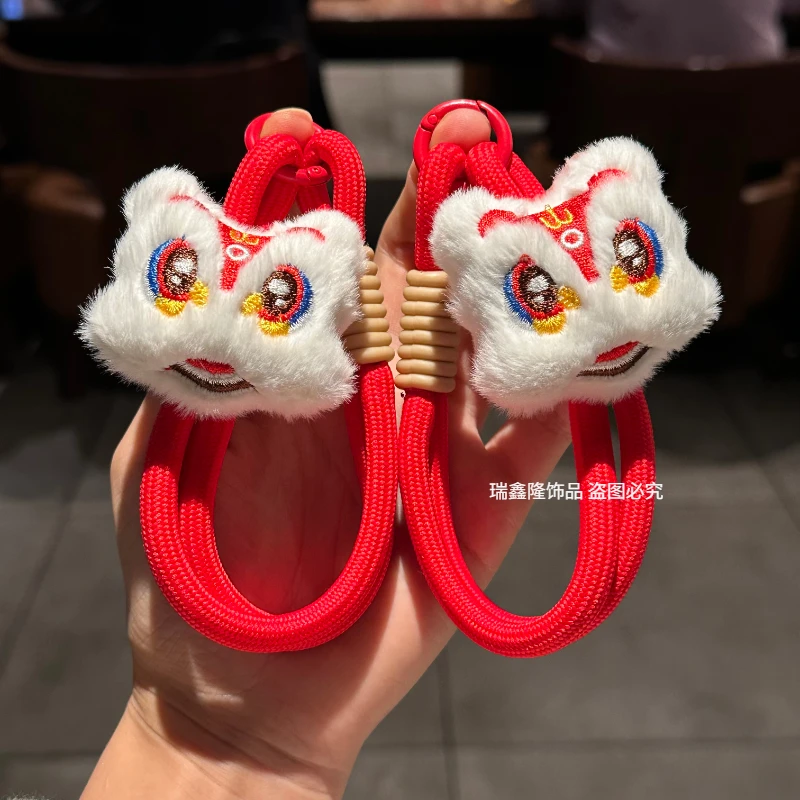 新年醒狮红色手机挂绳短款手提便携腕带加粗耐用防丢手机链挂件