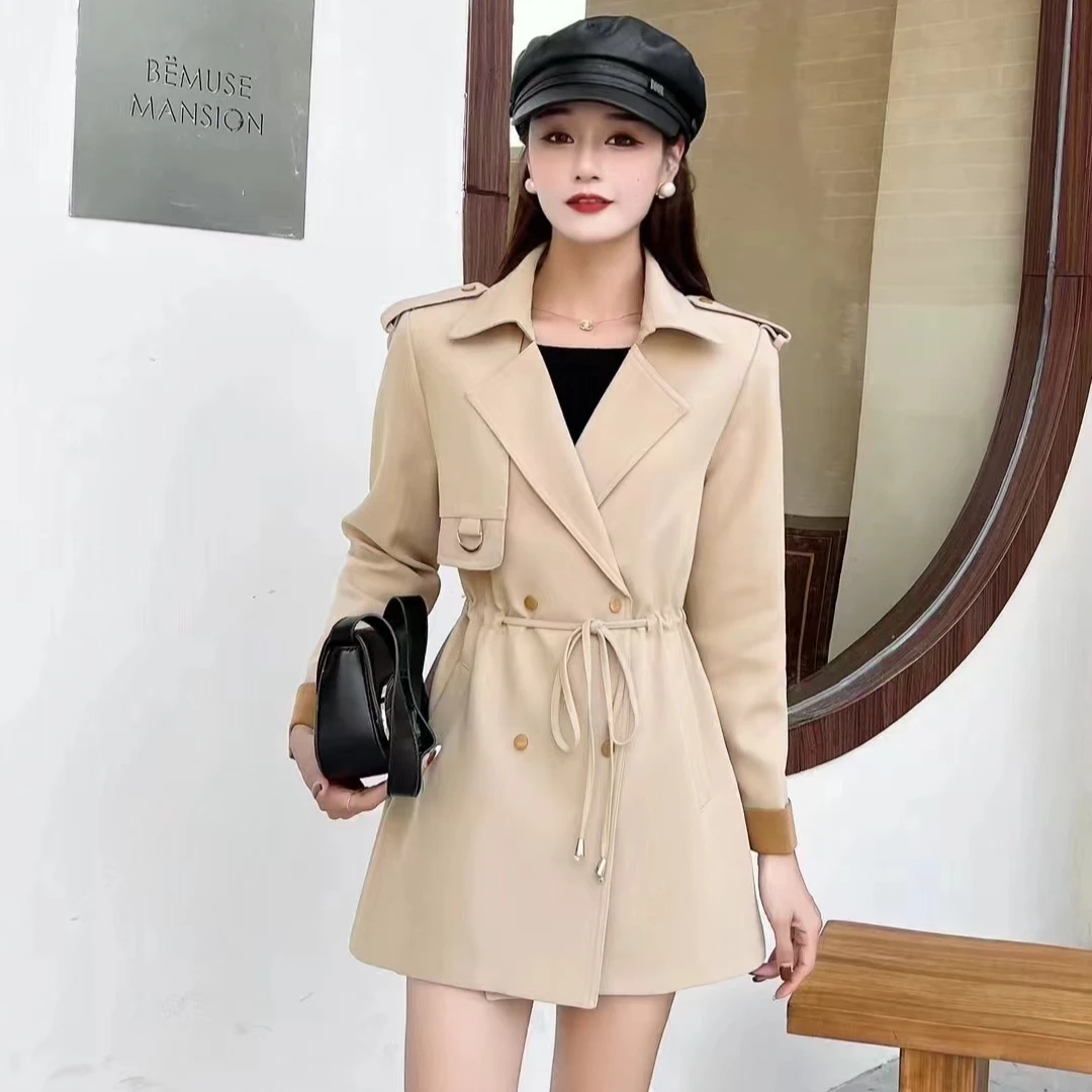 炬雅     秋冬新款时尚气质显瘦高级感抽绳收腰小个子百搭风衣