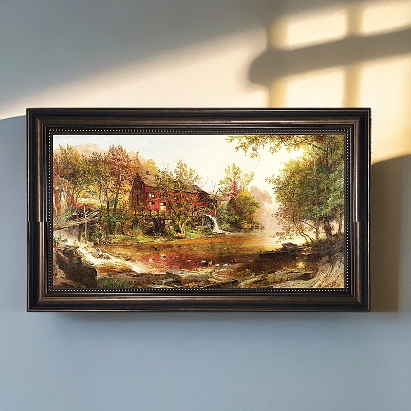 美国全景画派《破晓》古典油画床头餐厅沙发墙卧室挂画风景客厅画