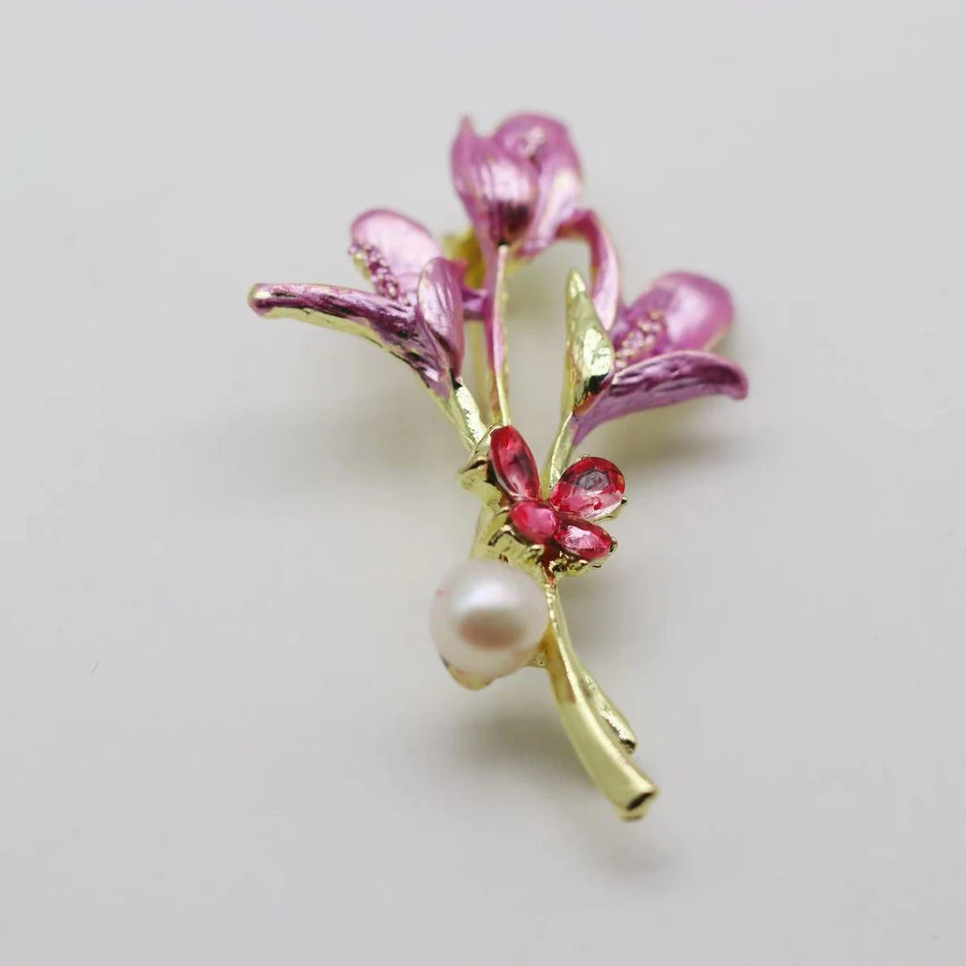 278 紫色花朵款 白色珍珠胸针