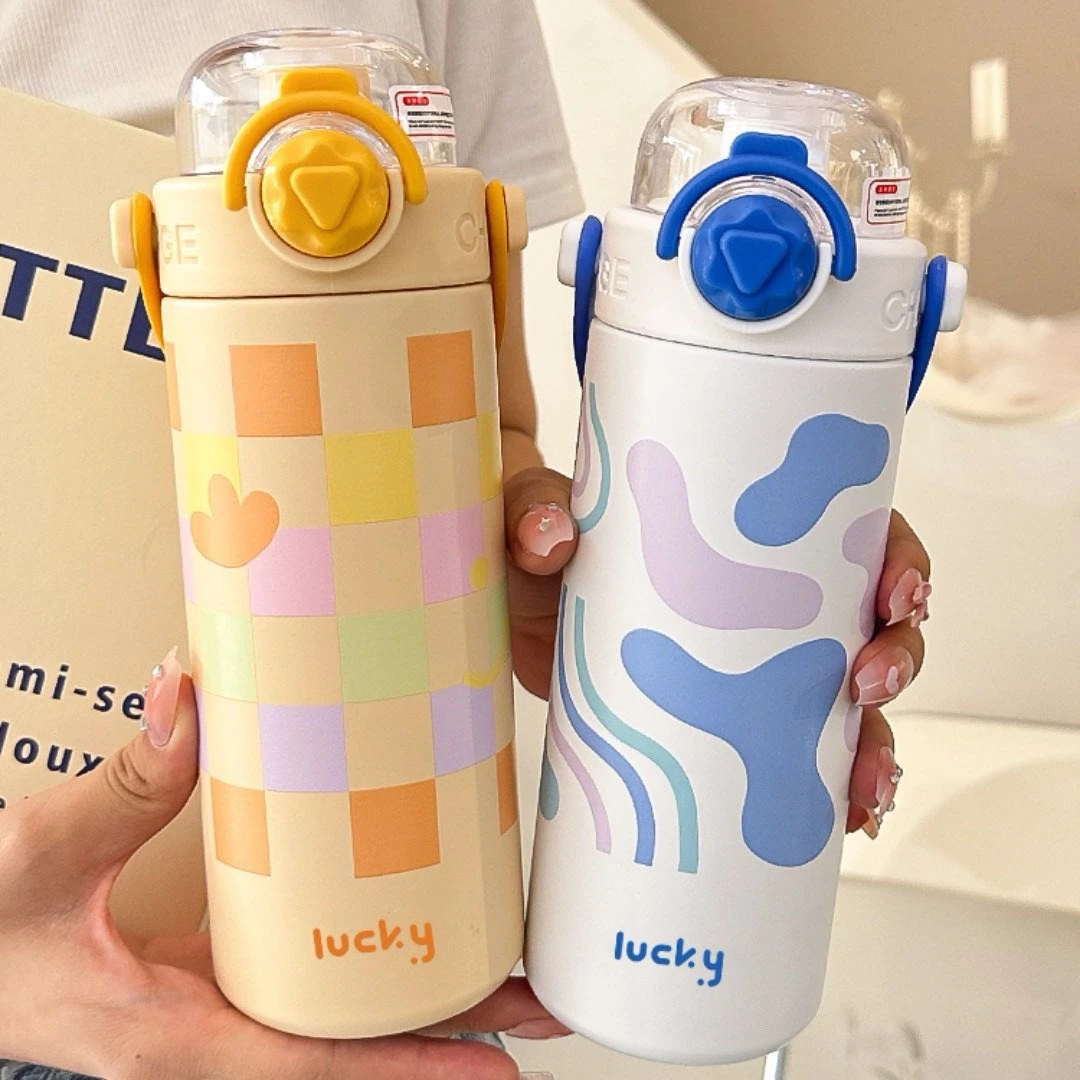 新疆包邮-潮流学生情侣提手简约大容量保温杯上班女生耐摔便携杯