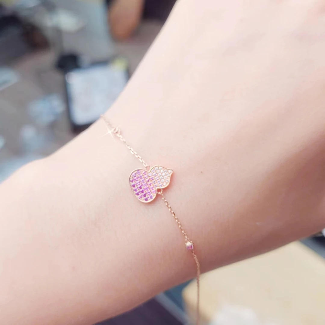 【六言精选01】18K金彩宝葫芦手链