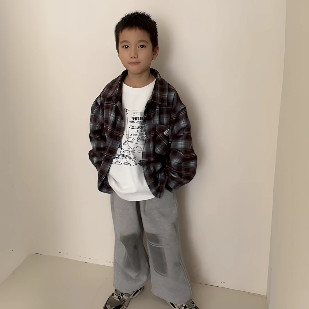【薄荷巧克力·棉小九】儿童套里细绒加绒格子衬衫（小童）591077